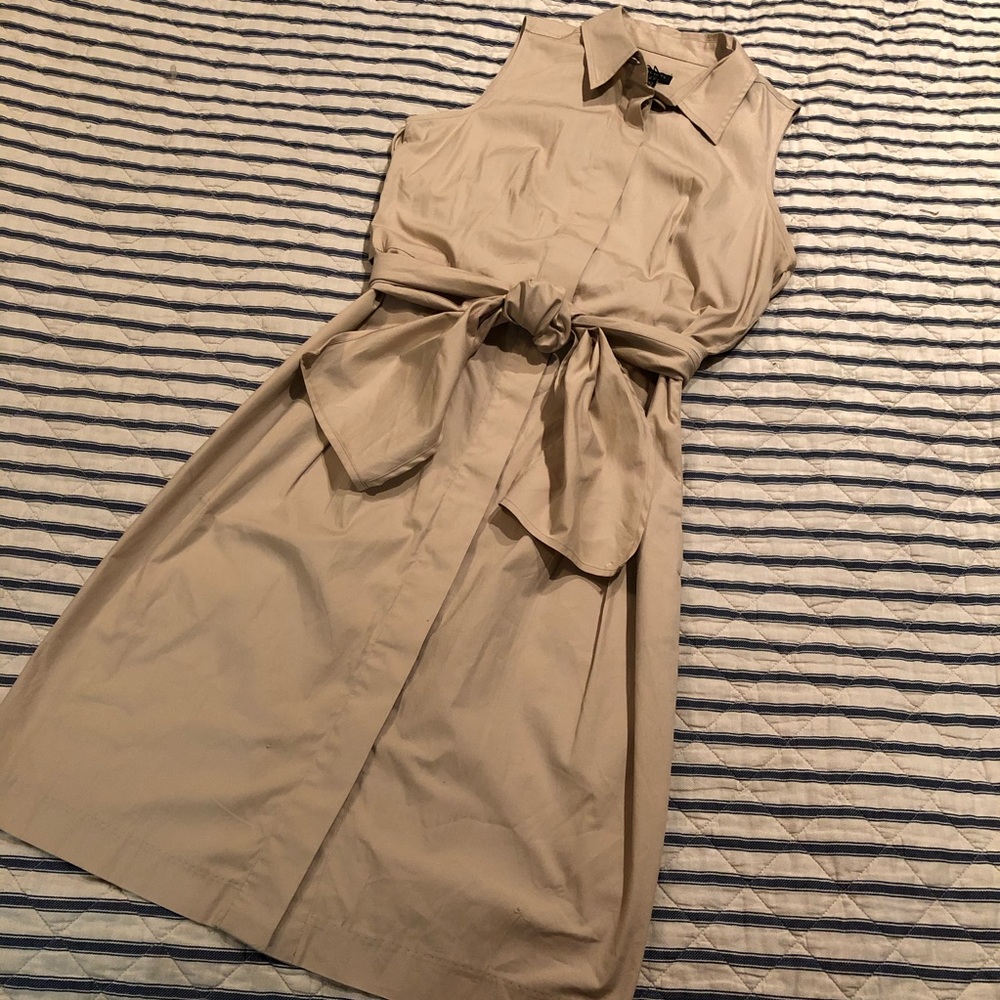 NWT Talbots Shirt Dress Button Front Khaki Belt
